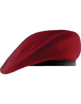 Beret (BT-D05/02) Dark Red with Leather Sweatband Size 6 5/8" (Unlined)
