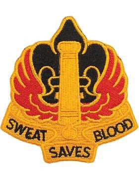 N-DUI-0018H 18 Field Artillery Bde "Sweat Saves Blood" Patch w/Heat Seal 3 1/2"