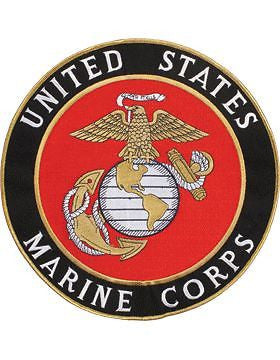 N-455 United States Marine Corps Patch with Globe On Black 10 1/2"