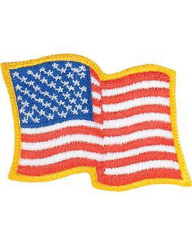 N-069 Waving American Flag 2" x 2.25" Gold Border Full Color