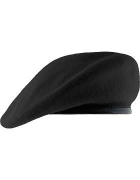 Beret (BT-D02/04) Black with Leather Sweatband Size 6 7/8" (Unlined)