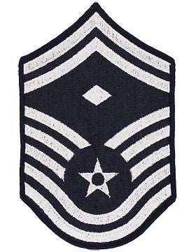 USAF Chevron (AF-C309/L) Sr Master Sgt w/ Diamond Blue and Silver Large (Pair)