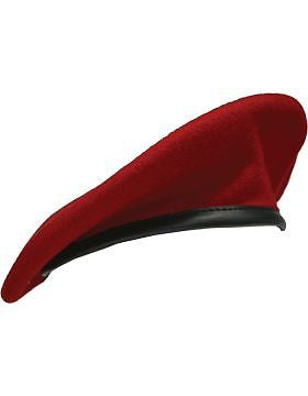 Beret (BT-E05/05) Dark Red with Leather Sweatband Size 7" (Lined)