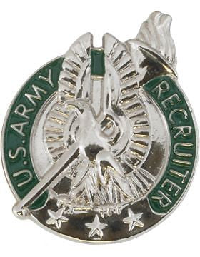 No-Shine  (NS-T-504) Army Recruiter Badge Nickel Tie Tac