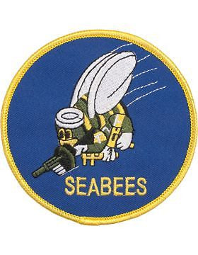 N-404 Seabees Round Patch with Gold Border 4"