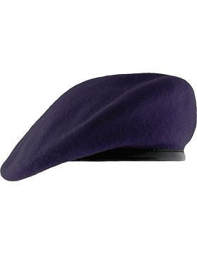 Beret (BT-D20/07) Purple with Leather Sweatband Size 7 1/4" (Unlined)