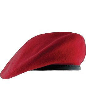 Beret (BT-D10/03) Scarlet with Leather Sweatband Size 6 3/4" (Unlined)