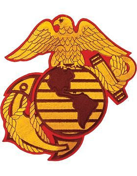 N-464 United States Marine Corps Globe and Anchor Patch Gold on Red w/ Black 8"