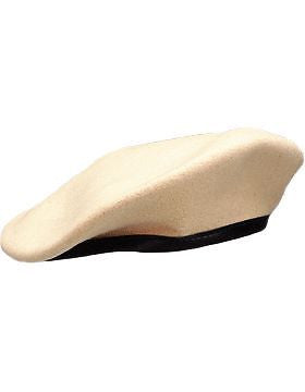 Beret (BT-E09/02) Khaki with Leather Sweatband Size 6 5/8"  (Lined)