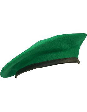 Beret (BT-E13/04) Kelly Green with Leather Sweatband Size 6 7/8" (Lined)