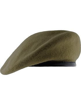 Beret (BT-D09/10) Khaki with Leather Sweatband Size 7 5/8" (Unlined)