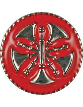 Collar Device (U-615S) Five Bugles Crossed on Disk with Red Enamel Silver