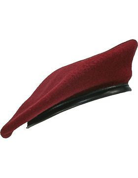 Beret (BT-E06/03) Maroon with Leather Sweatband Size 6 3/4" (Lined)