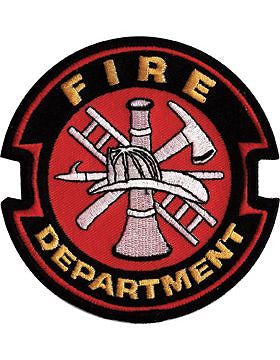 Novelty (U-N342) Fire Department Patch w/ Red Fire Dept. Symbol Gold on Black
