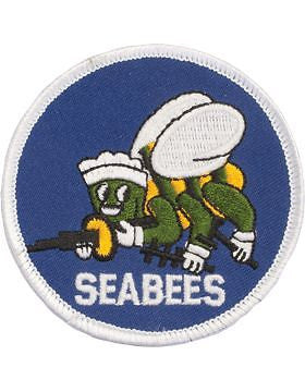 N-475 Seabees Round Patch with White Border 3"