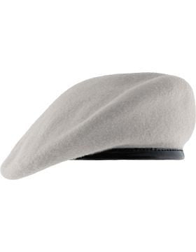Beret (BT-D01/03) White with Leather Sweatband Size 6 3/4" (Unlined)