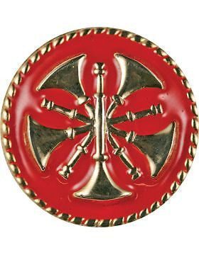 Collar Device (U-615G) Five Bugles Crossed on Disk with Red Enamel Gold