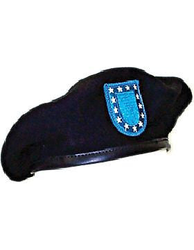 Beret (BT-SF02/08) Black with Nylon Pre Shaped Size 7 3/8" (Unlined)