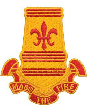 N-DUI-0082 82 Airborne Div Artillery "Mass The Fire" Patch w/Heat Seal 3 1/2"