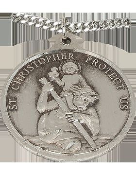 NS-707A, Saint Christopher w/US Army, Silver 1 1/4" Round
