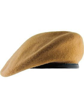 Beret (BT-D15/04) Light Tan with Leather Sweatband Size 6 7/8" (Unlined)