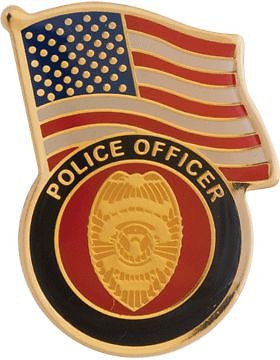 No-Shine (NS-TF06) Police Officer with American Flag Lapel Pin