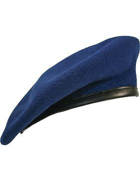 Beret (BT-E16/06) Dark Royal with Leather Sweatband Size 7 1/8" (Lined)