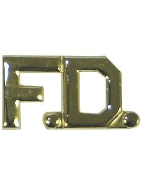 Tie Tac (U-582G) "F.D." (Fire Department) Gold 1/2"