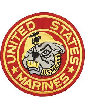 N-473 United States Marines with Bulldog Round Patch Red 10"