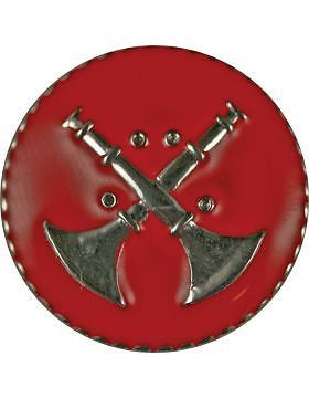 Collar Device (U-612S) Double Bugles Crossed on Disk with Red Enamel Silver