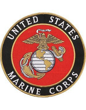 N-453 United States Marine Corps Patch with Globe On Black 7 1/2"