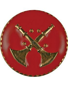 Collar Device (U-612G) Double Bugles Crossed on Disk with Red Enamel Gold