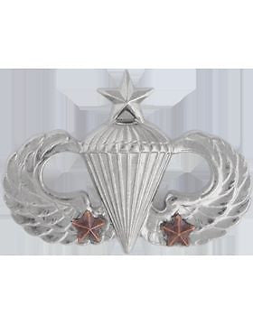 No-Shine Badge (NS-308-2) Senior Parachutist with 2 Combat Stars
