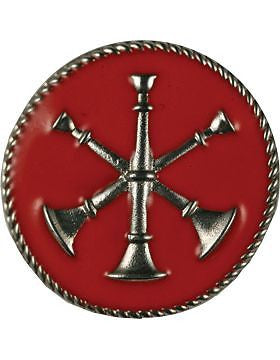 Collar Device (U-613S) Triple Bugles Crossed on Disk with Red Enamel Silver