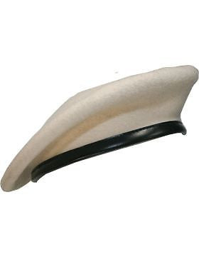 Beret (BT-E01/04) White with Leather Sweatband Size 6 7/8" (Lined)