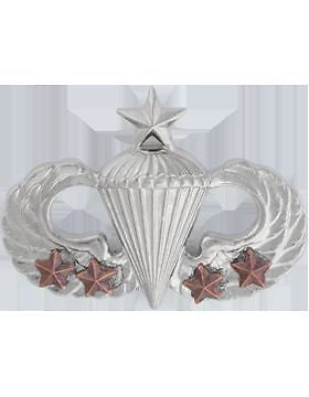 No-Shine Badge (NS-308-4) Senior Parachutist with 4 Combat Stars