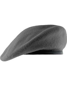 Beret (BT-D07/01) Gray with Leather Sweatband Size 6 1/2" (Unlined)