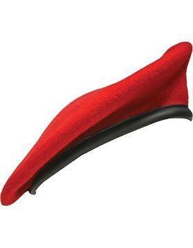 Beret (BT-E10/05) Scarlet with Leather Sweatband Size 7" (Lined)