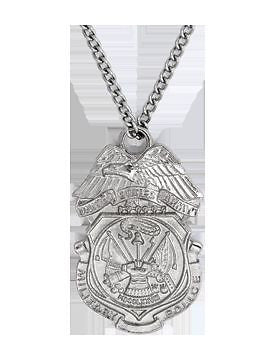 No-Shine (NS-810) Military Police Badge Necklace (Nickel)